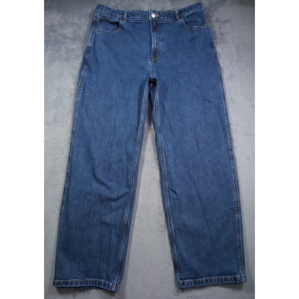 Everlane Jeans Womens Size 33 Blue Denim The Way-High Rise‎ Wide Leg Stretch